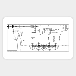 Consolidated B-24 Liberator American WW2 Light Attack Bomber Plane Dark Blueprint Gift Magnet